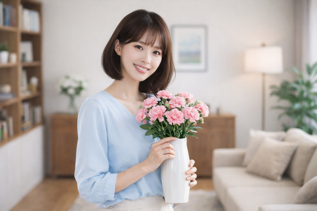 花瓶を持つ女性