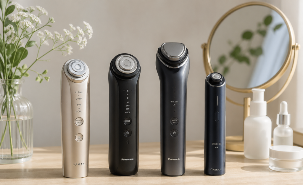 テーブルの上にある美顔器