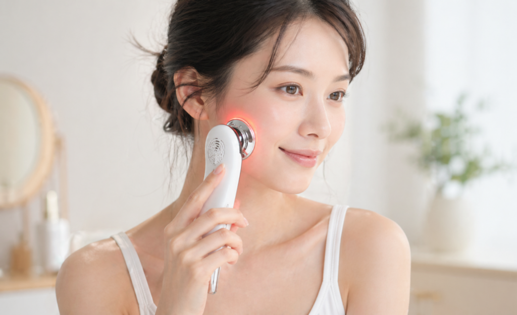 美顔器を使う美女